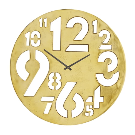 Dec Mode 2 W, 24 H Aluminum Contemporary Wall Clock, Gold, 1 Piece