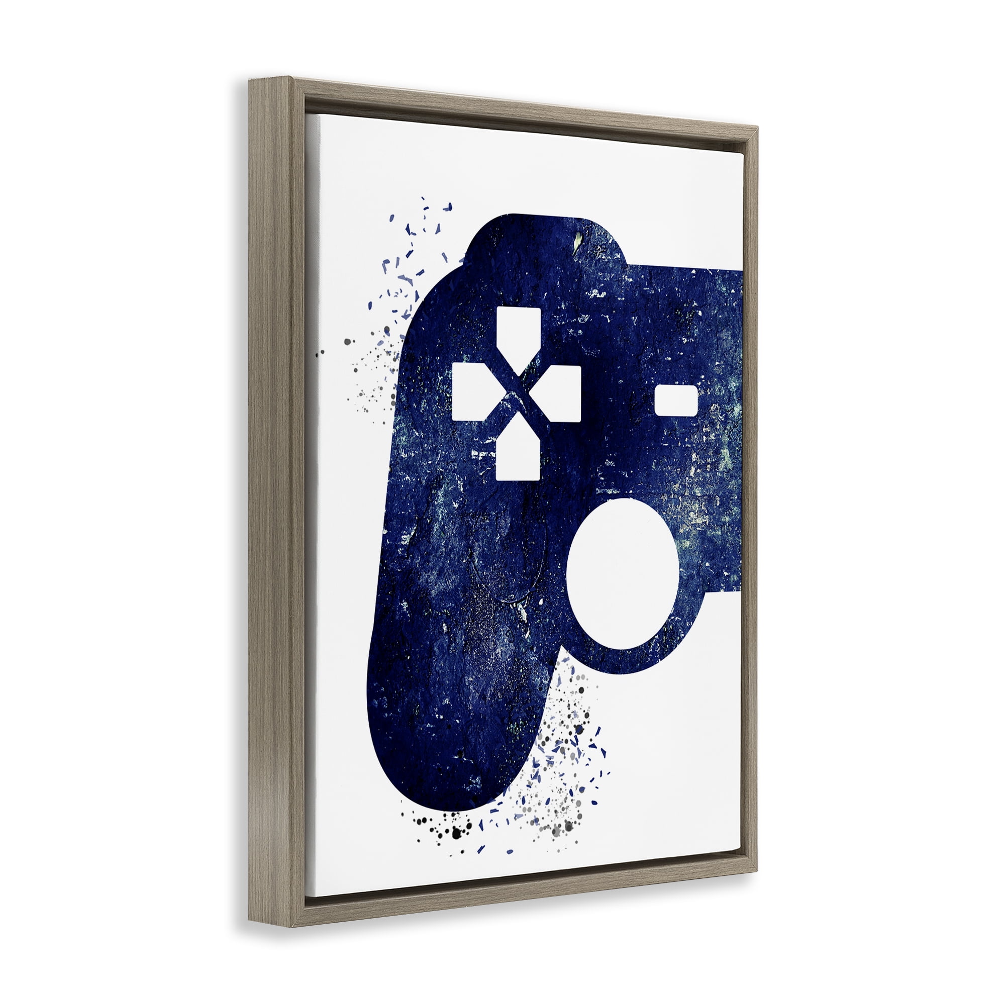 Stupell Industries Distressed Controller Outline Entertainment Painting Brown Floater Framed Canvas Art Print Wall Art, 25 x 31