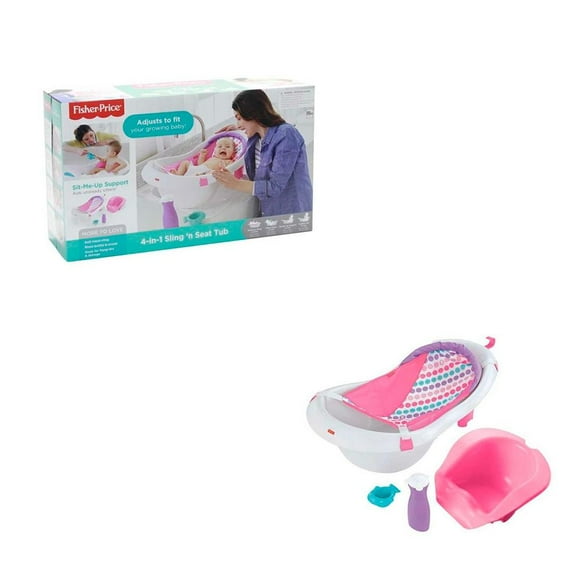Bañera para Bebés Fisher Price Baby 4 en 1 con Soporte y Asiento color Rosa