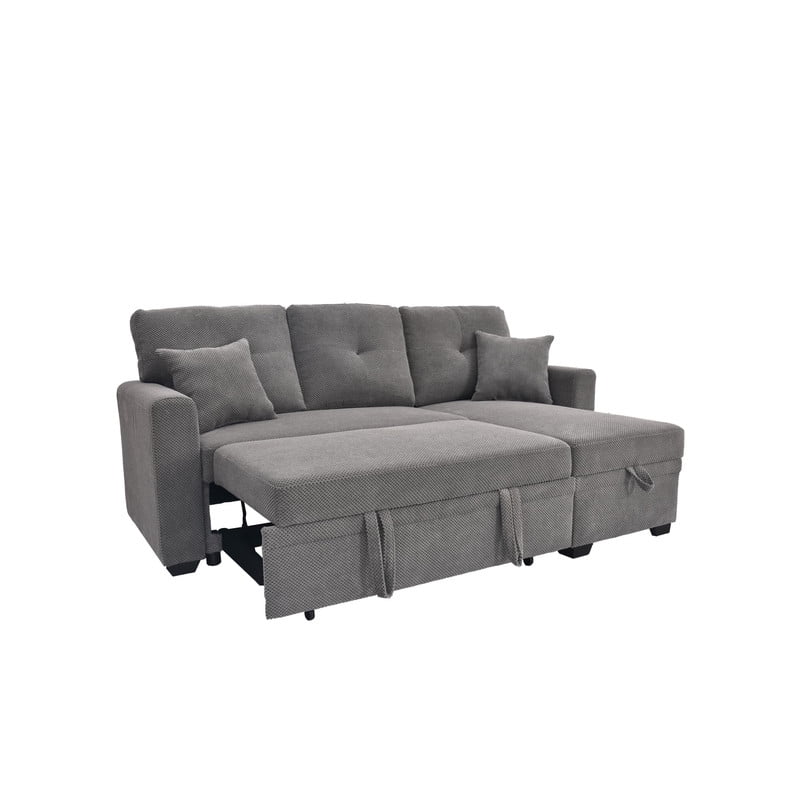L-Shaped Sectional Sofa with Pull-Out Bed and Reversible Chaise, Convertible Sleeper Sofa Bed Modern Couch Bed for Living Room Apartment
