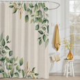 thumbnail image 3 of Shower Curtain Spring Eucalyptus Leaves Shower Curtains for Bathroom Decor, Waterproof Polyester Shower Curtain Set with Hooks, Standard Size 72" x 72" Green Leaf Beige, 3 of 9