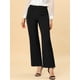 thumbnail image 2 of INSPIRE CHIC Pantalones de trabajo de cintura alta para mujer Pantalones de pierna ancha con hebilla trasera elástica Negro L, 2 of 6