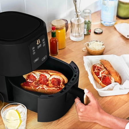 Beautiful 3 Qt Air Fryer with TurboCrisp Technology, EverGood Ceramic Nonstick Coating, Black Sesame by Drew Barrymore NEEDS CLEANING