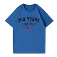thumbnail image 4 of 250 Years Anniversary Short Sleeve T Shirt Loose Fit Crewneck Tee with Printed Graphic Front and Back Design for Women Men Blue 2XL, 4 of 5