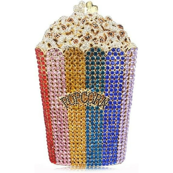 MASWLM Women Popcorn Rhinestone Evening Bag Luxury Crystal Clutch Bag for Wedding Party Prom
