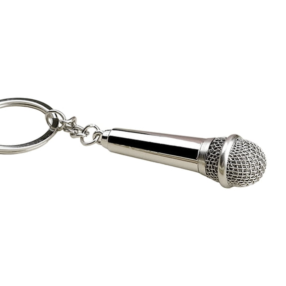 Microphone Charm Keychain Unique Singing Lover Gift Mic Keyring Music Themed Accessory Fashionable Bag Pendant