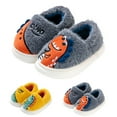thumbnail image 5 of XXWXYD Kids Dinosaur Slippers Winter Plush Warm Non-Slip Flat Bottom Indoor Shoes for Boys Girls Toddler 𝖢ozy Fuzzy Lined Round Toe, 5 of 7