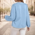 thumbnail image 5 of Towmus Womens Dressy Casual Blouse V Neck Long Sleeve Shirts Satin Silk Keyhole Business Work Tops Fall Outfits 2025, 5 of 7