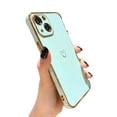 thumbnail image 1 of Tzomsze iPhone 13 Case, Luxury Electroplate Edge Bumper Case, Raised Full Camera Protection, Shockproof Soft TPU Phone Case for iPhone 13, Green, 1 of 6