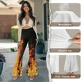 thumbnail image 7 of FKELYI Vintage Flame Print Flare Leggings Women's Bell Bottom Yoga Pants Wide Leg Pants Split Front Boot Cut Yoga Leggings Tummy Control Sweatpants for Indoor & Outdoor, M, 7 of 7