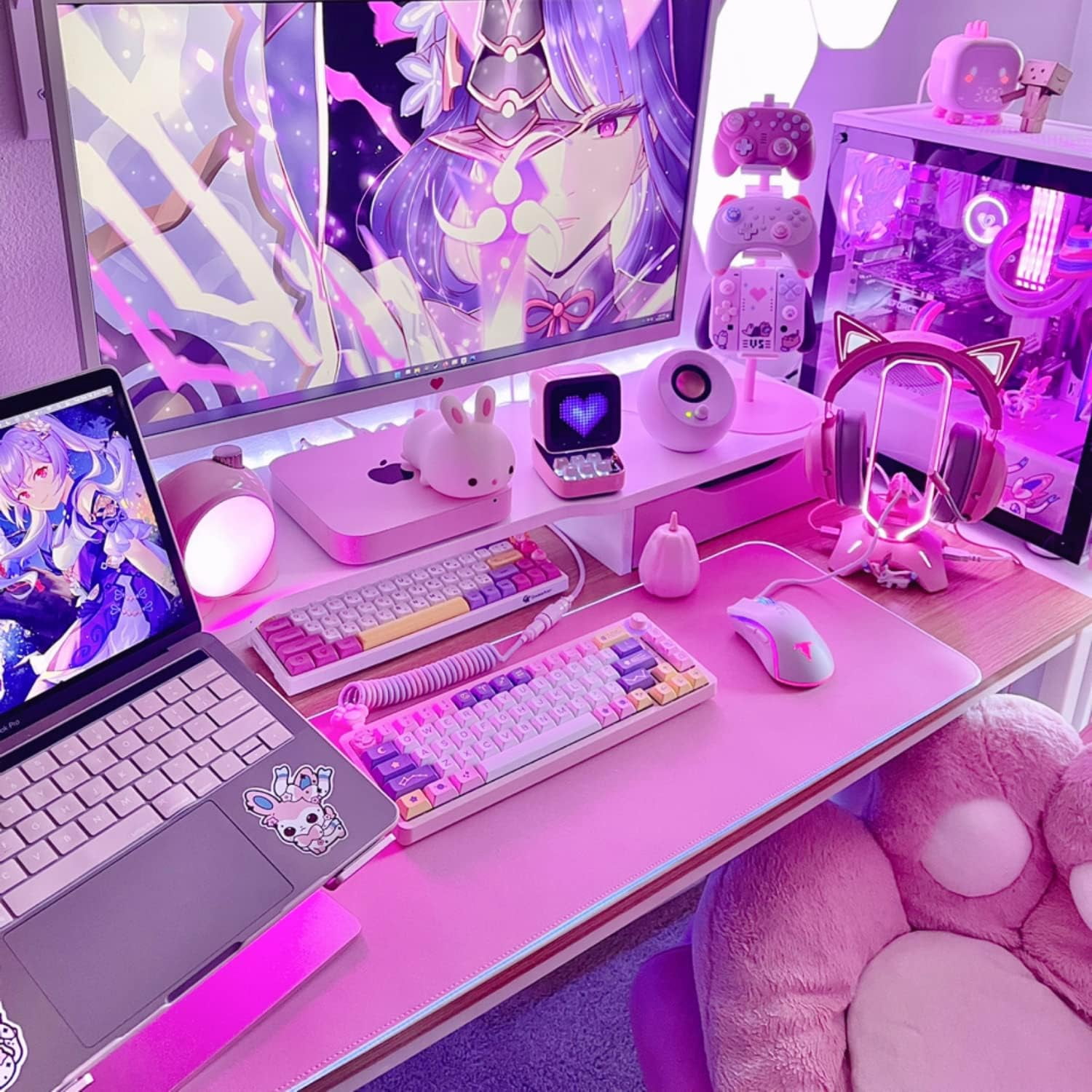 Tilted Nation Pink Gaming Mouse Pad RGB - Create Your Dream Setup - Bright LED Gaming Mousepad Mat XL with 8 Light Modes - Smooth Gliding and Easy to Clean - Large RGB Gaming Mouse Pad Pink for Desk