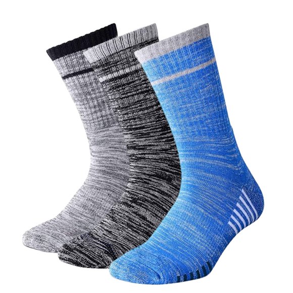 Yoyoo 9 PYoyoors Yoyoo's Hiking Walking Socks, Multi-pack Wicking Cushioned Outdoor Recreation Crew Socks(Gray+Blue+Black - Crew)