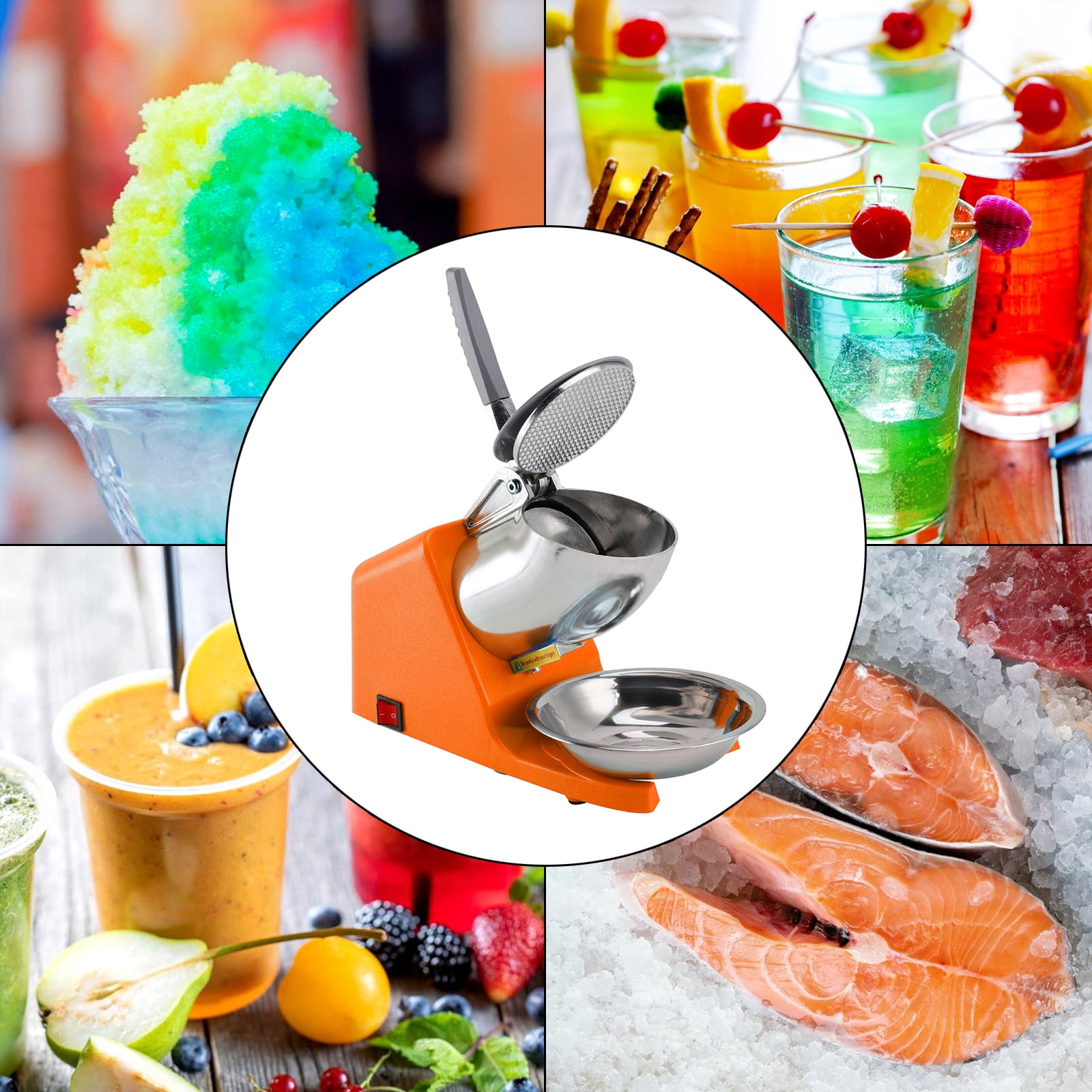 Electric Ice Crusher Machine 143LBS/Hr Snow Cone Maker Ice Shaver 500W