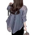 thumbnail image 4 of Long Sleeve Shirts for Women, Summer Chiffon Long Sleeve Sun Protection Blouse, Gray XL, 4 of 7