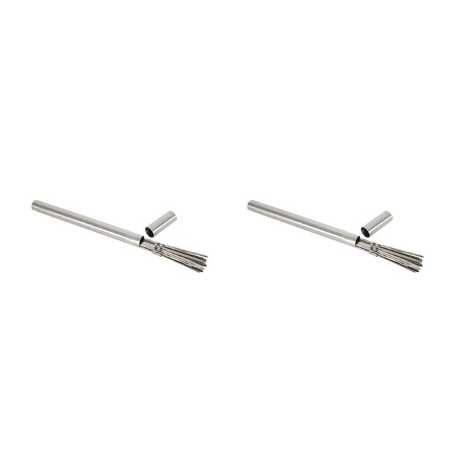 Moyic Pinchos para barbacoa con tubo de almacenamiento, herramientas planas para parrilla, tenedores de acero inoxidable, para 1 Caja/20 Brochetas 2piezas