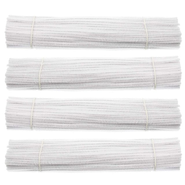 Limpiapipas de 400 piezas, tallo de chenilla blanca para decoraciones artesanales de bricolaje (6 mm x 12 pulgadas)