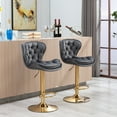 thumbnail image 6 of Mid Century Modern Swivel Bar Stools Set of 2, Velvet Upholstered Barstools with Ergonomic Backrest and Golden Base, Adjustable Counter Height Bar Chairs, for Home Pub Kitchen Island, gray, 6 of 9