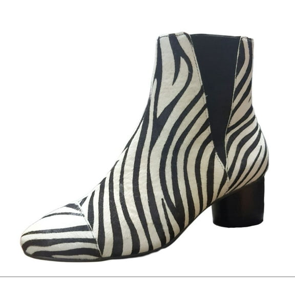 REBECCA MINKOFF Women's Zebra Haircalf Izette Too Booties, Black, 7
