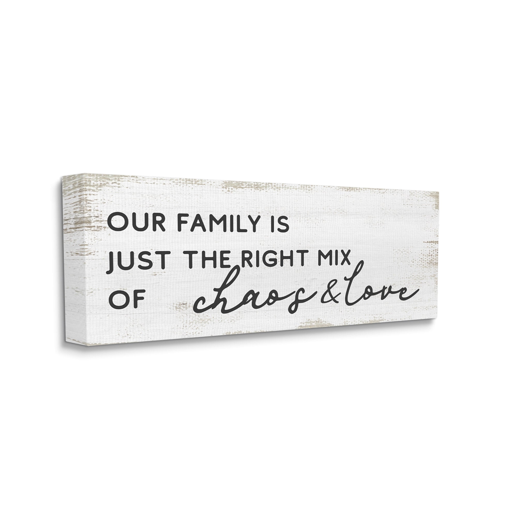 Stupell Industries Family Right Mix Chaos & Love Funny Phrase Graphic Art Gallery-Wrapped Canvas Print Wall Art, 30x13, by Daphne Polselli