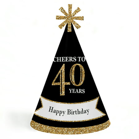 Adult 40th Birthday Gold Cone Birthday Party Hats for 