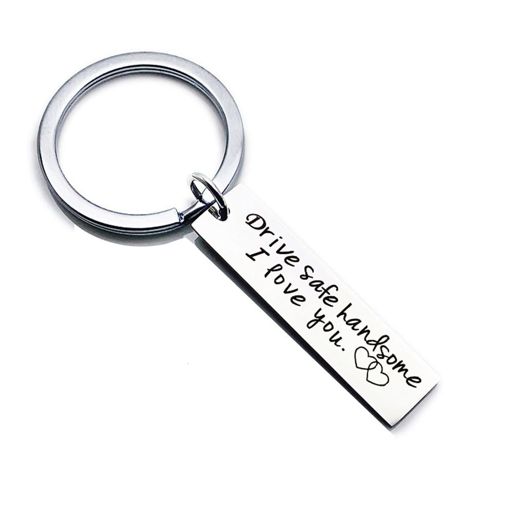 Stainless Steel Silver Drive Safe Personalized Letter Custom Keychain Keyring 