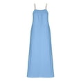 thumbnail image 4 of DJskiyers Womens Plus Size Dress Linen Vacation Dress Spaghetti Straps Midi Dress Casual Loose Sundress Trendy Swing Dress, 4 of 7
