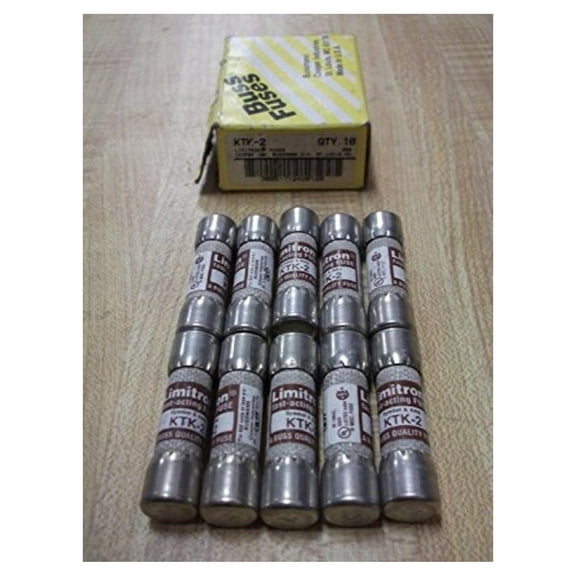 KTK-2 Limitron Fuse 2 Amp, 600VAC Fast-Acting - Pack of 10 | KTK2 Fuses for Electronic Equipment Protection