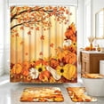 thumbnail image 2 of FRAMICS 16-Piece Fall Shower Curtain Sets with Rugs, Maple Leaves Pumpkin Bathroom Sets, Waterproof Fabric Bathroom Curtain Decor with Hooks, 2 of 11