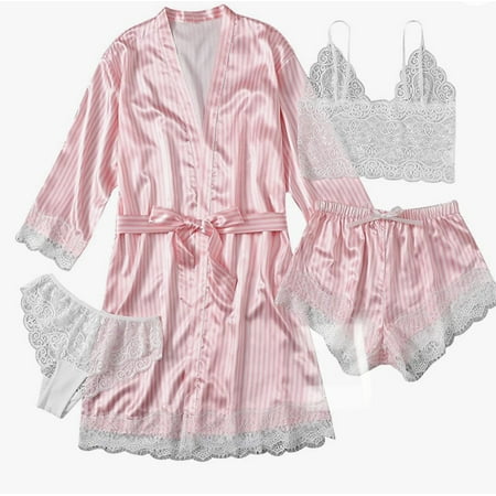 

Byte Legend Women s Lace Imitate Satin Pajama Summer Suit with Nightdress