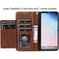 thumbnail image 2 of Wallet Case for Samsung Galaxy S10, 5 Card Slots Magnetic Closure Zipper Pocket Handbag PU Leather Flip Case with Wrist Strap TPU Kickstand Cover for Samsung Galaxy S10 - Brown, 2 of 14