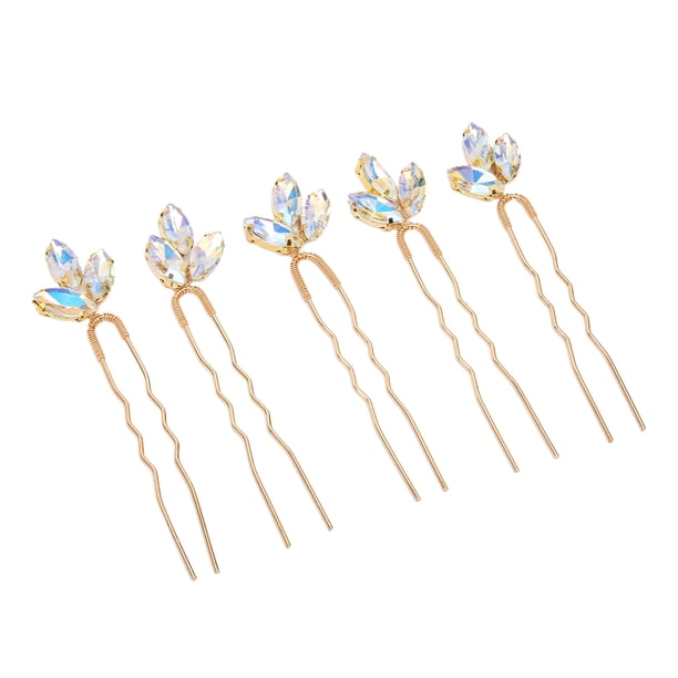 Pieza Para El Cabello Con Diamantes De Imitación, Horquillas De Cristal, Estilo De Flor Llamativo Brillante Ampliamente Utilizado, 5 Piezas Para Fiesta