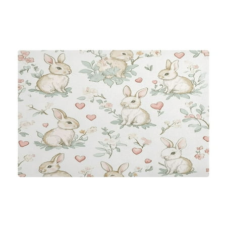 

PU Leather Kitchen Drying Mat with Silica Gel Core Coffee Bar Pad Dual-Sided Absorbent Non-Slip for Kitchen Counter Soft Pastel Bunnies