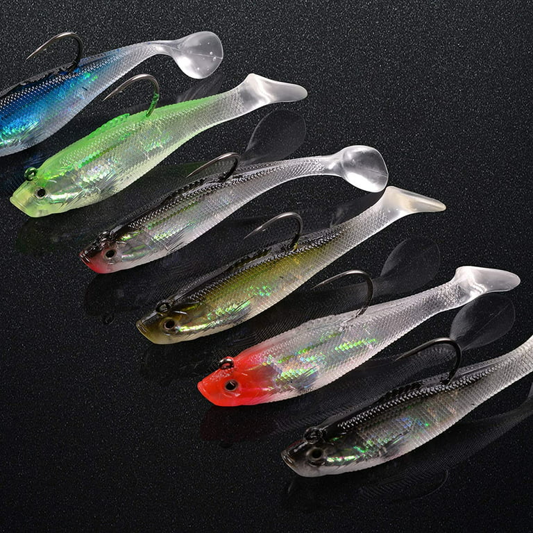 6Pcs Soft Fishing Lures Swim Baits with Sharp Hook Fishing Jig Head Swim  Shad Lures for Bass Pre-Rigged Swimbaits with Spinner Paddle Tail for  Saltwater Freshwater Trout Pike Walleye 
