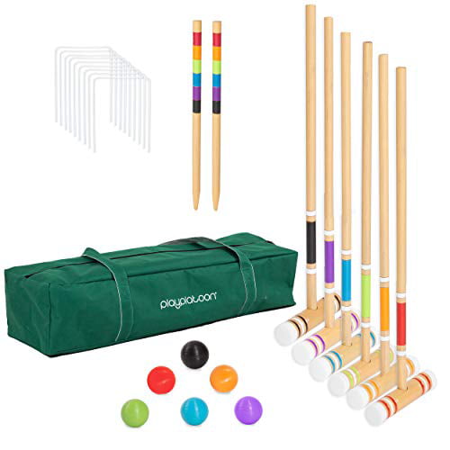 Cool Games Full Croquet Set For Kid Adult families 6 Player 6 Wood Mallet Ball 