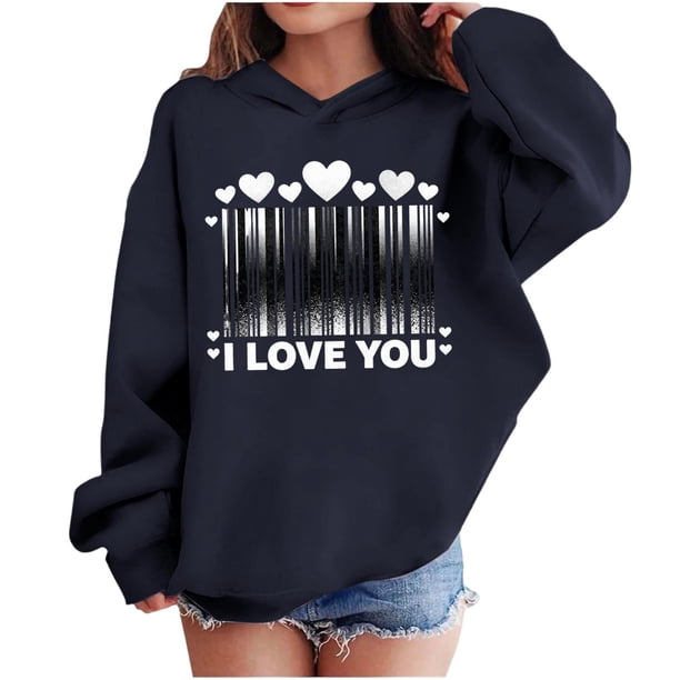 Sudadera con capucha y estampado de corazón de San Valentín, sudadera de manga larga para niños y niñas, chaqueta para niñas de talla mediana y grande.
