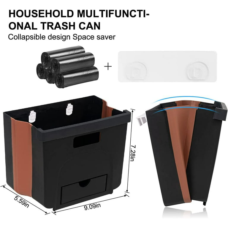 Door-mounted Folding Trash Can Car Creative Plastic Paper Basket Household  Kitchen Door Hanging Trash Can Kitchen Accessories