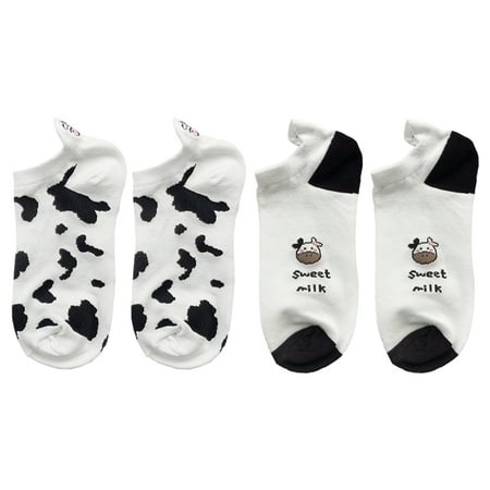 

HOMEMAXS 2 Pairs Lovely Cow Pattern Short Socks Creative Printing Socks Anklet Sock
