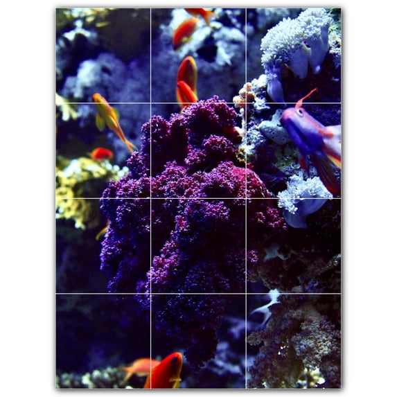 Picture-Tiles.com: Coral Ceramic Tile Wall Mural WAL500406-34M. 18"W x 24"H using (12) 6" x 6" Ceramic Tiles-Satin Finish