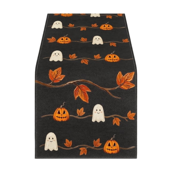 Ktlvex Halloween Table Runner 72 Inches Washable Farmhouse Table Linen Holiday Party Dining Decor Entryway Mantel Kitchen Spooky Home Decor (I)