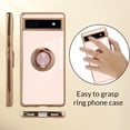 thumbnail image 4 of Compatible with Google Pixel 6A 5G Case Heart Plating Kickstand Mental Ring Luxury Elegant Case Camera Protector TPU Shockproof Protective Back Cover Designed for Google 6A 5G Case -Pink, 4 of 12