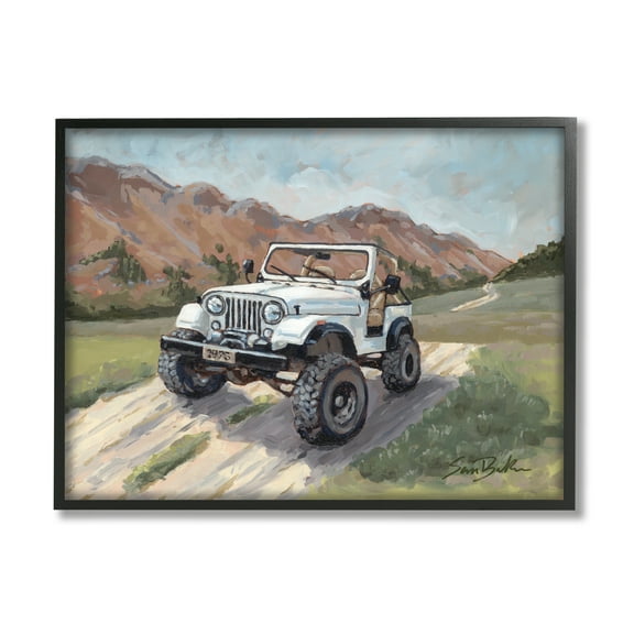 Stupell Rural Off Road Truck Mountainside Transportation Painting Black Framed Art Print Wall Art