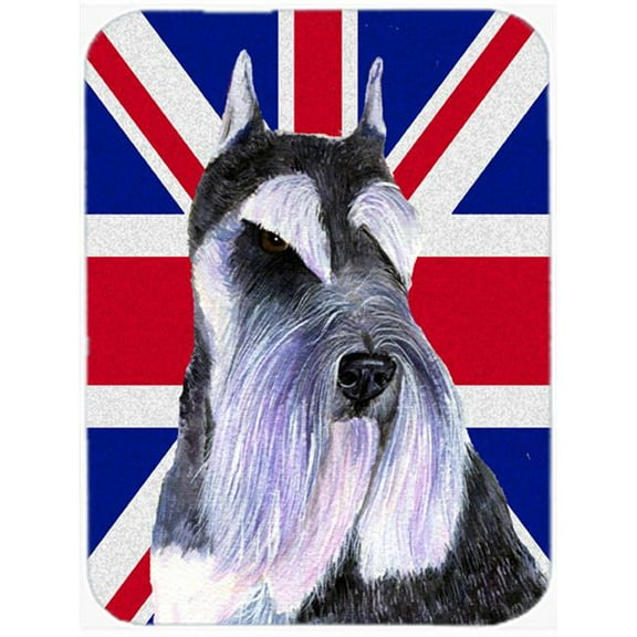 7.75 x 9.25 In. Schnauzer With English Union Jack British Flag Mouse Pad, Hot Pad Or Trivet