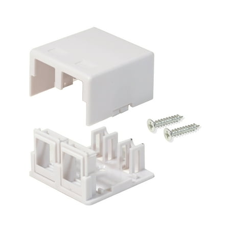 20 Pack Surface Mount Box 2 Port Double Hole Keystone Jack Cat5e/Cat6 White