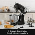 thumbnail image 3 of FREE VILLAGE Stand Mixer,12 Speed Tilt-Head Kitchen Electric Mixer With 5.5 Quart Mixing Bowl,Dough & Cake Mixer for Baking Bread,Household Food Mixers With Whisk Dough Hook Beater Spatula,Black, 3 of 8