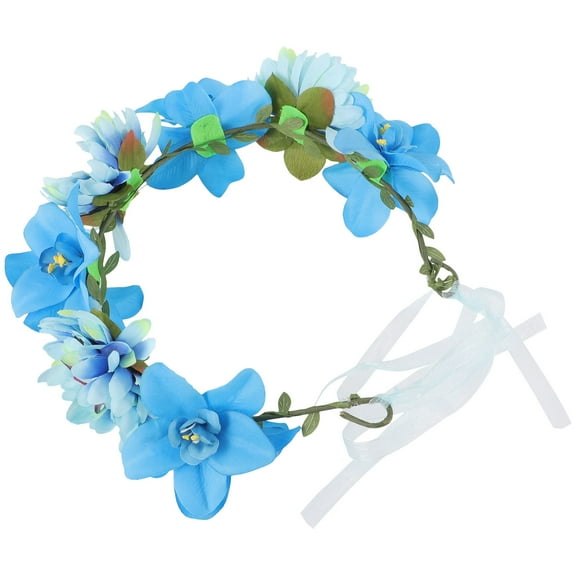 HEMOTON  Baby Girl Headbands Wreath Hair Accessories for Girls Bride Blue