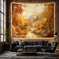thumbnail image 6 of River Winding Through Autumn Mountains, Serene Rustic for Nature Lovers, Painterly Landscape Art, Housewarming Gift, Tapestry Wall Hanging for Living Room and Bedroom, 6 of 7