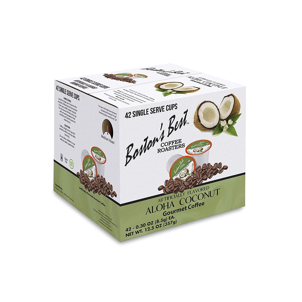 Bostons Best Coffee Roasters - Aloha Coconut - Medium Roast 100% Arabica Coffee - 42 Single ...