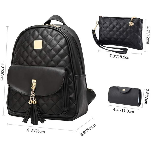 Black leather backpack ladies deals