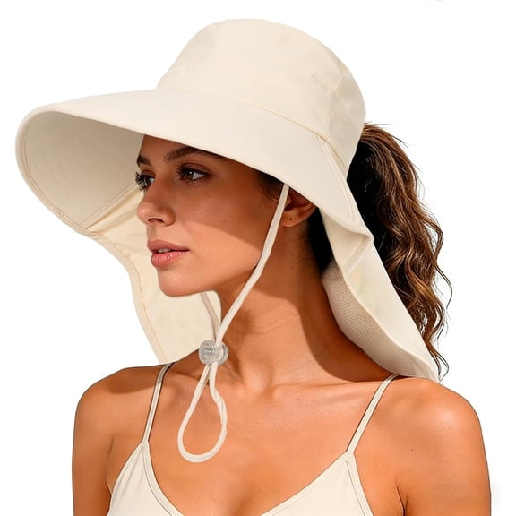 Sun Hats for Women Men - Sun Protection Wide-Brim Beach Hat with Flap