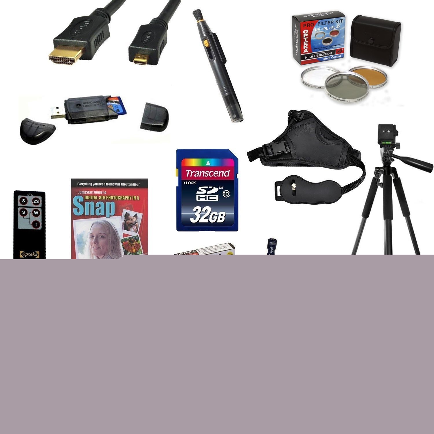 47th Street Photo - Must Have Kit for Canon Rebel T2i T3i T4i T5i Includes 32GB SDHC Card + Battery + Charger + 3 Piece Filters + Gadget Bag + Remote Control +Tripod +Strap + Cleaning Kit + DSLR DVD + $50 Gift Card +More